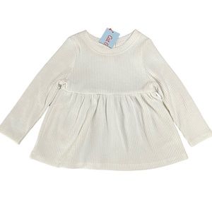 NWT | CAT & JACK | RIBBED LONG-SLEEVE TOP | CREAM | BABY GIRL | SIZE 12M